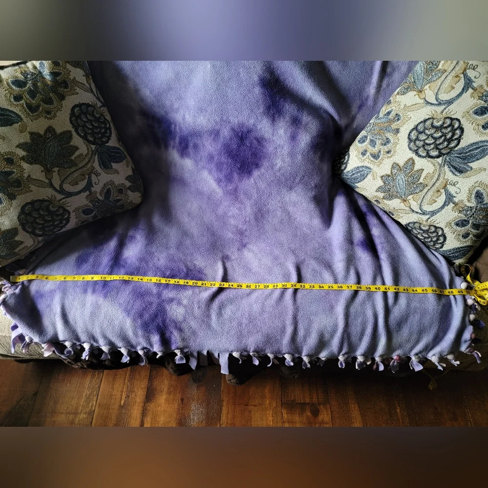 Ballerina acid-wash look fleece blanket. Hand tied.